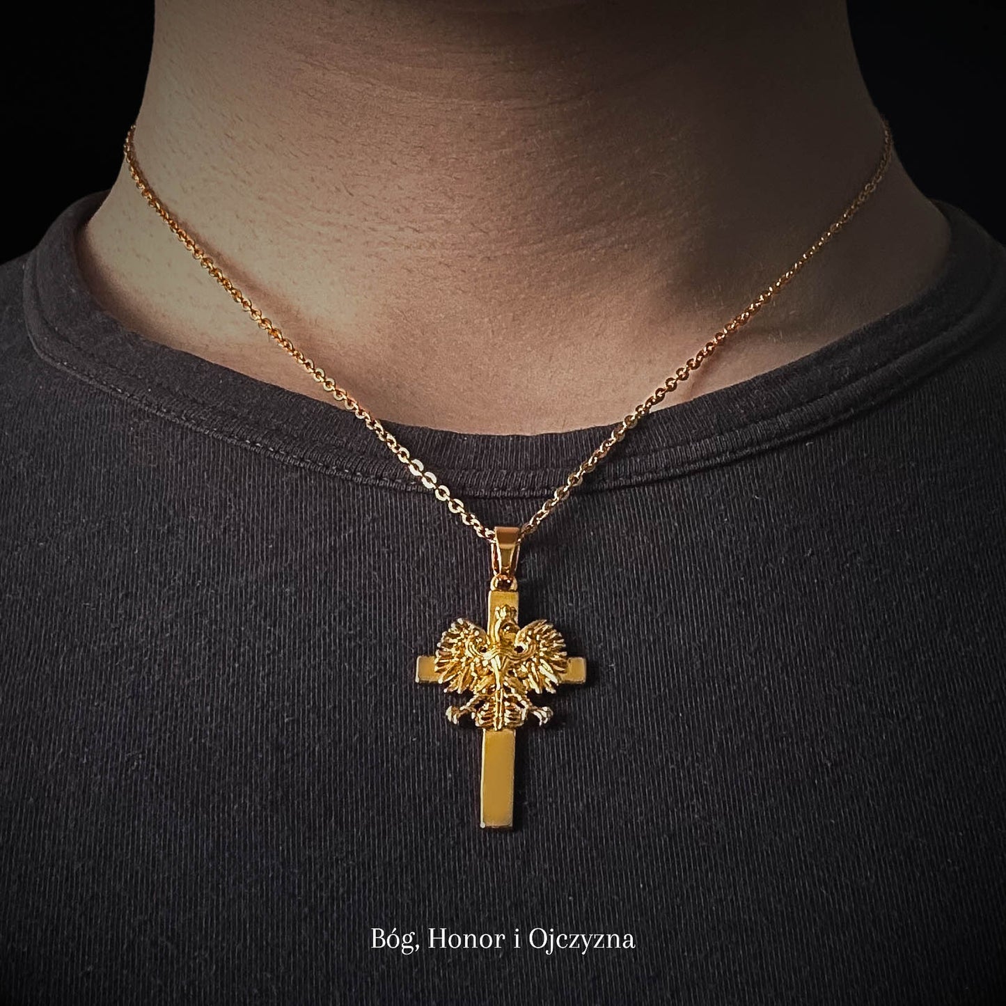 PLNDSKI Cross Eagle Necklace - Gold