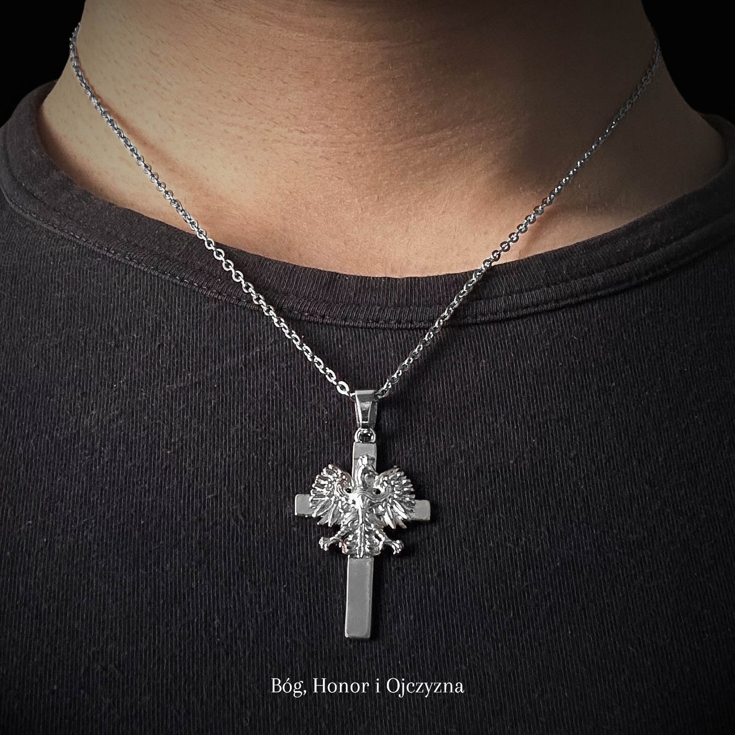 PLNDSKI Cross Eagle Necklace - Silver