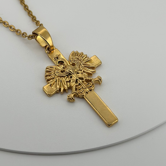 PLNDSKI Cross Eagle Necklace - Gold