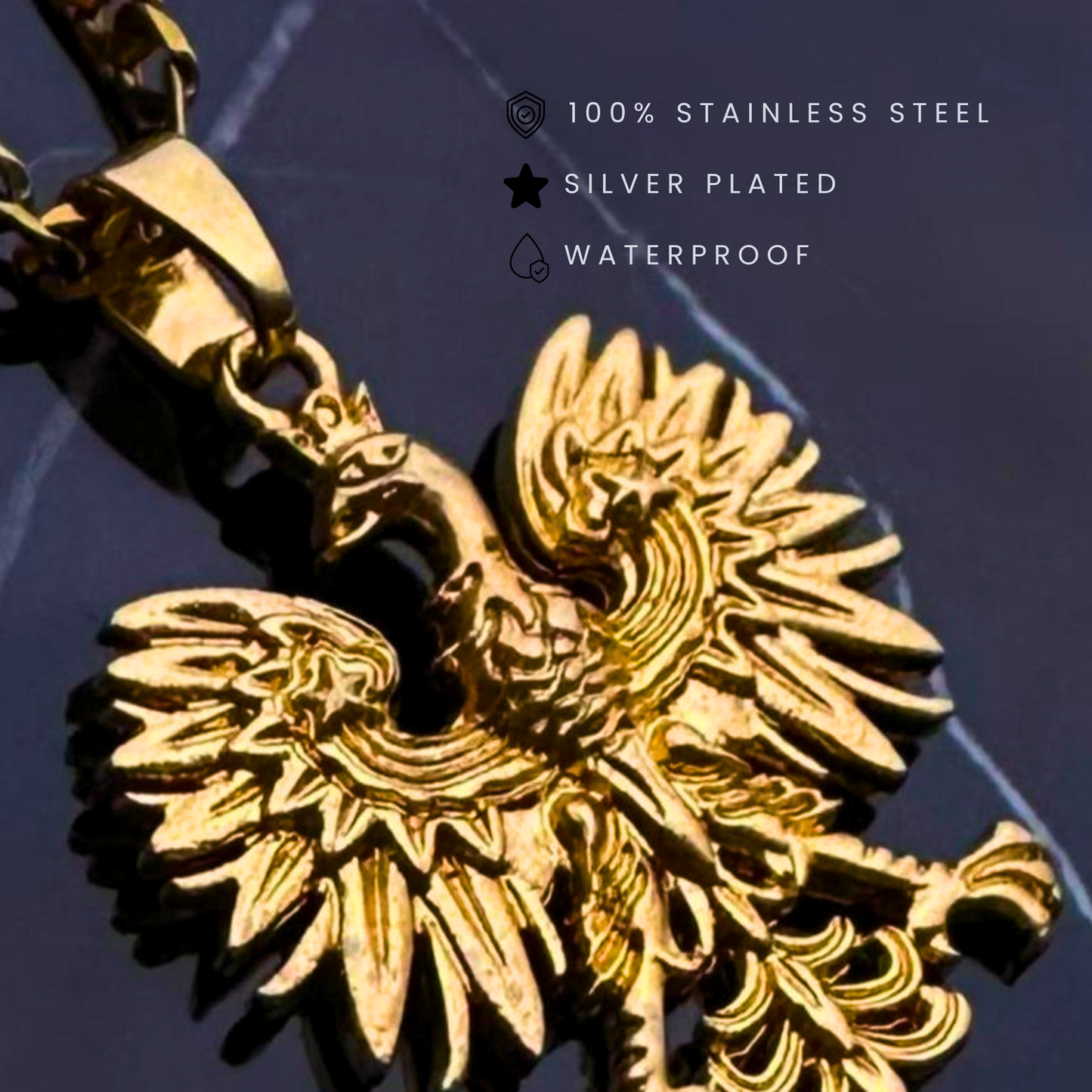 PLNDSKI Eagle Pendant Necklace - Gold