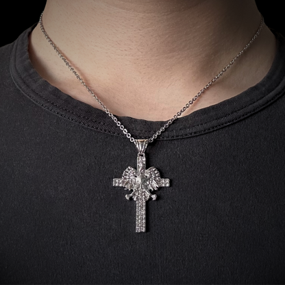 PLNDSKI Iced Cross Eagle Necklace - Silver